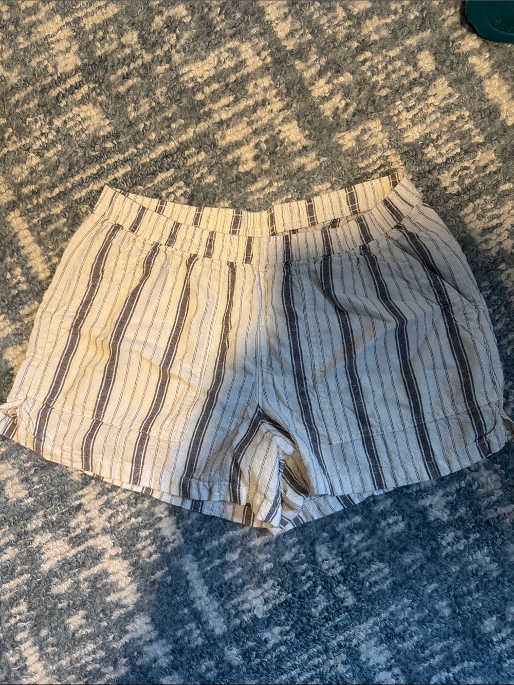 Universal Thread Cream Shorts with Brown Vertical Stripes